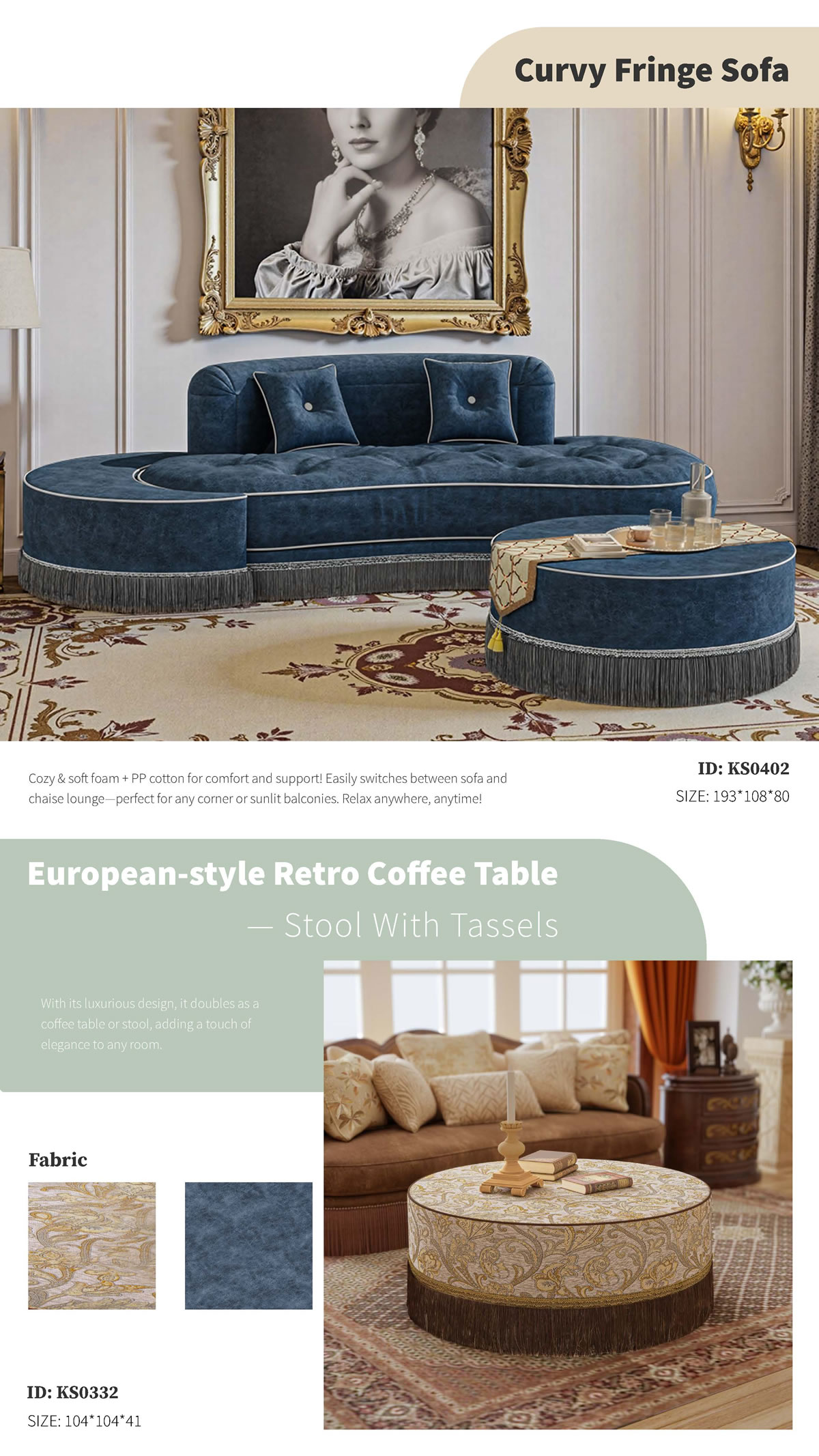 Elegant Curvy Fringe Sofa with Versatile Design