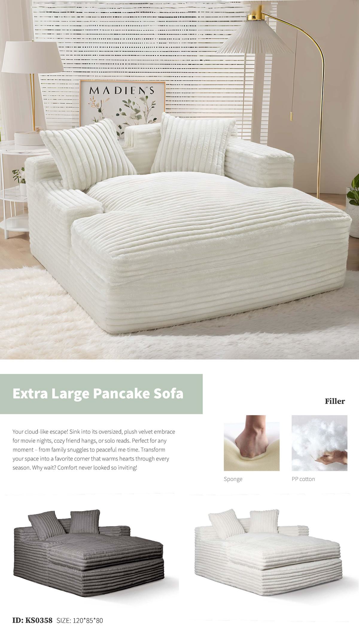 Cloud-Like Comfort: Extra Large Pancake Sofa for Ultimate Relaxation