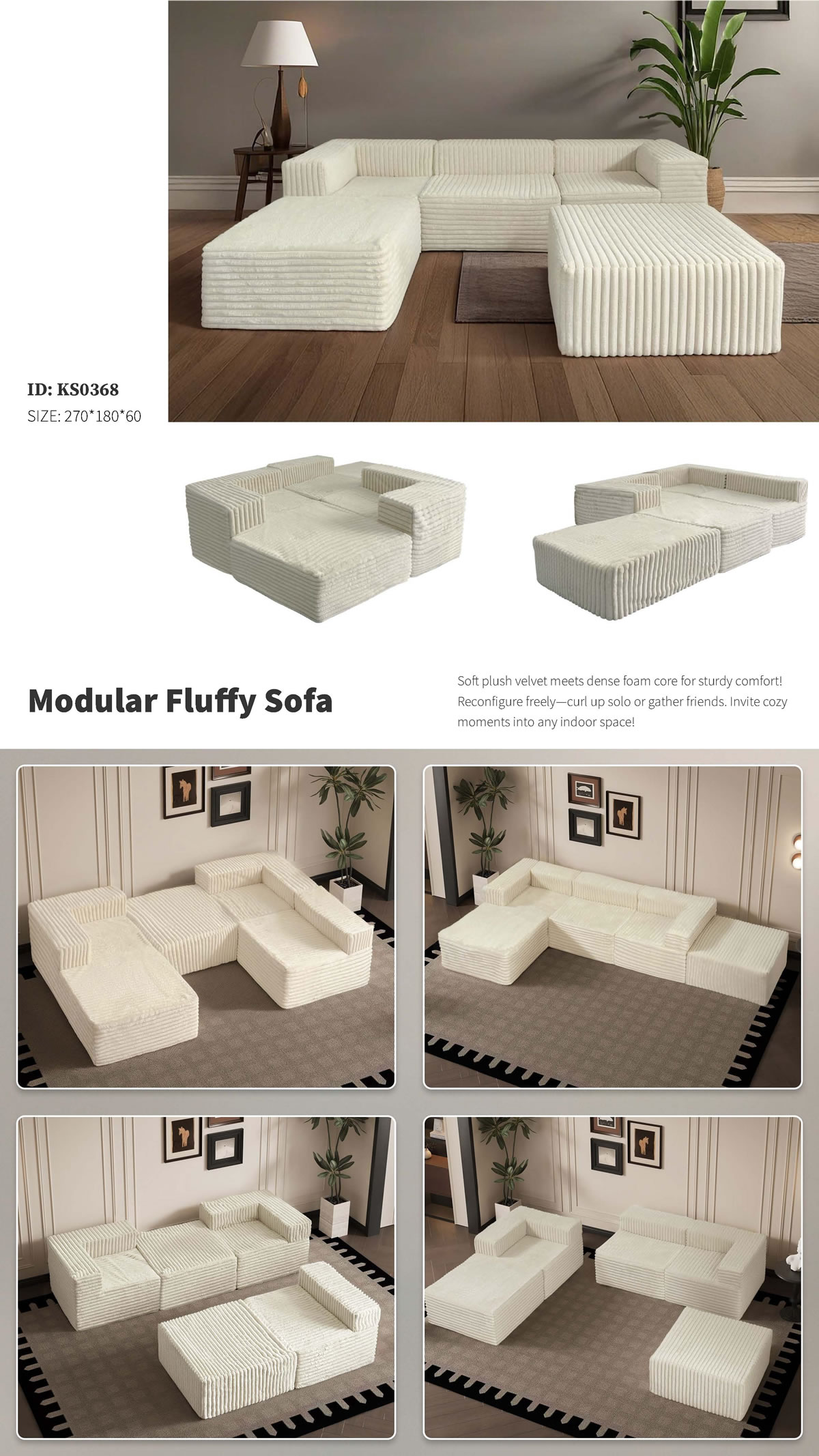 Modular Fluffy Sofa: Customizable Comfort for Any Space