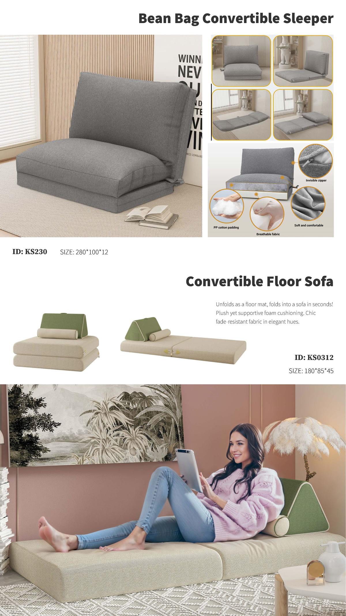 Versatile Bean Bag Convertible Sleeper & Floor Sofa – Comfort Meets Style