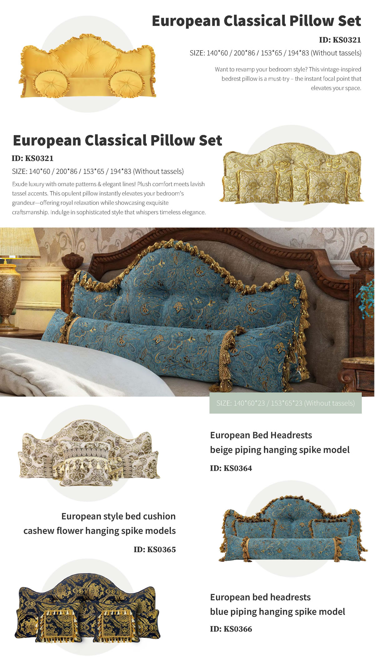 Elegant European Pillow Set & Bed Headrests - Timeless Luxury for Your Bedroom