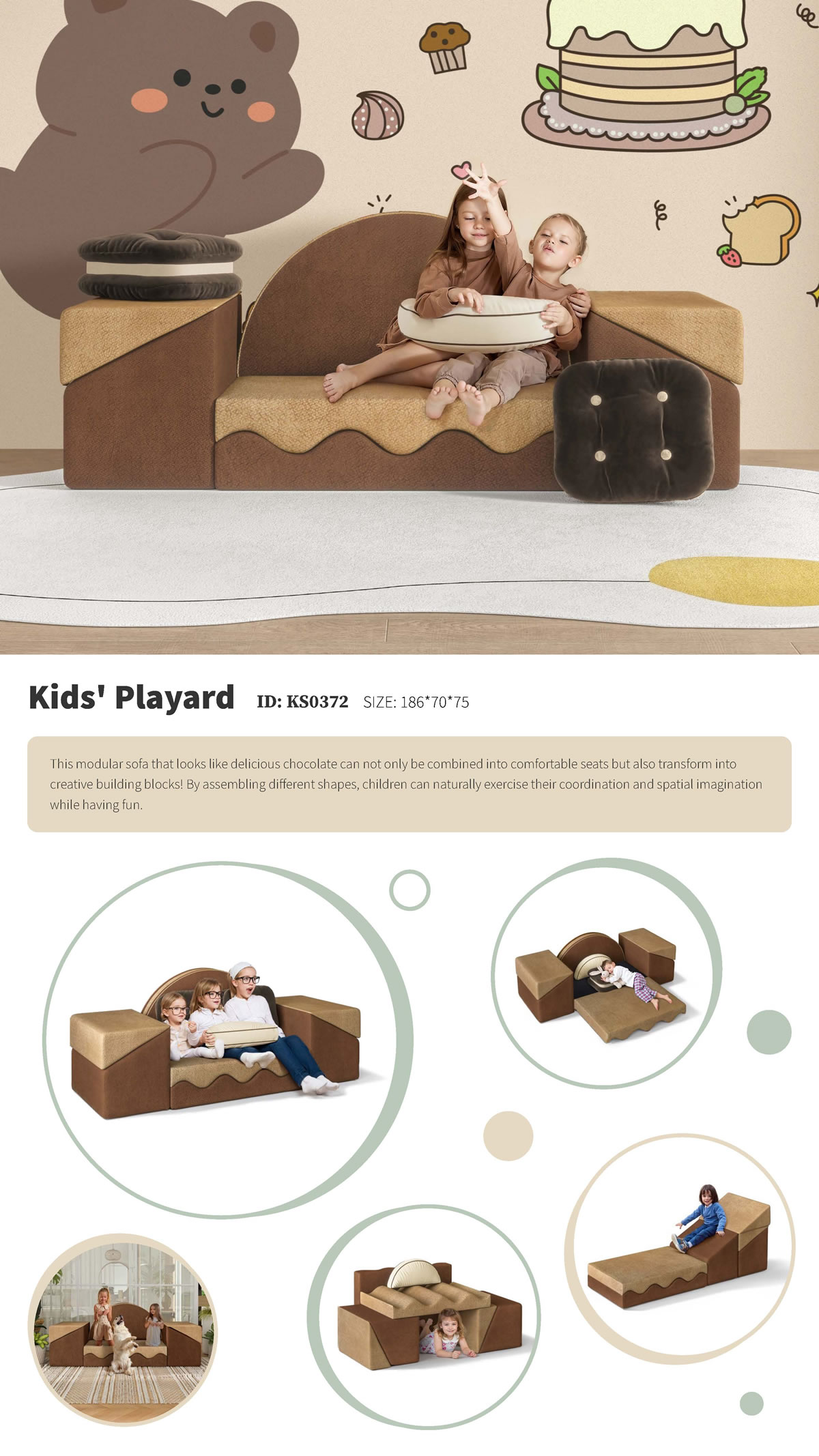 Modulares Kinderlaufgitter im Schokoladendesign – Lustige und funktionale Bausteine für kreatives Spielen
