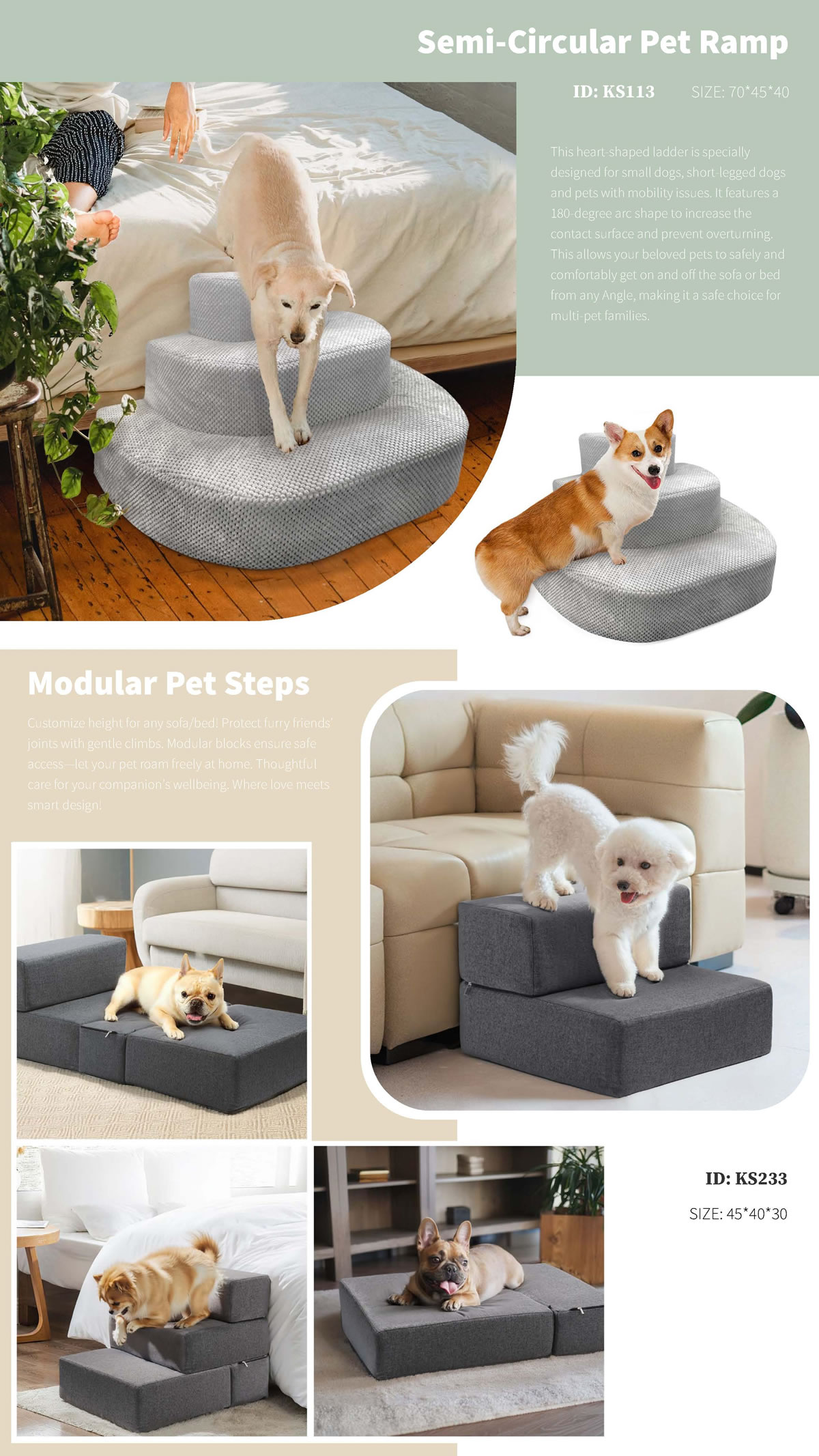 180-Degree Safe Climb Pet Ramp & Modular Pet Steps for Joint Care