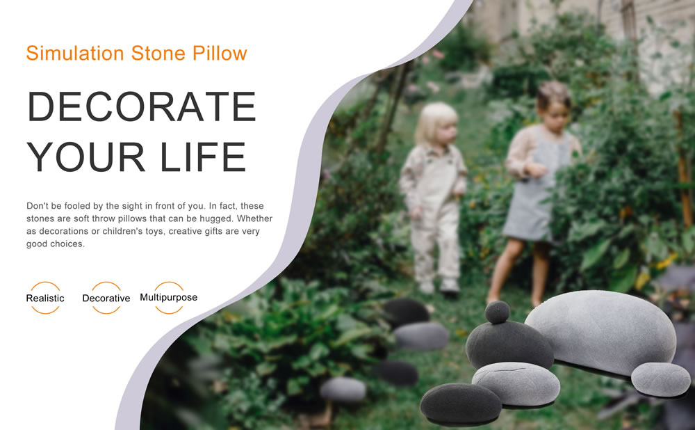 Rock Stone Pebble Pillows Decorative Floor Pillows Accent Throw Pillows  Kids Room Pillows 7 Pieces 